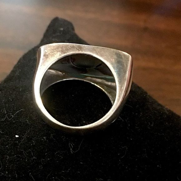 Abalone Cabochon Sterling Silver Statement Ring Size 6-3/4 - Picture 5 of 12